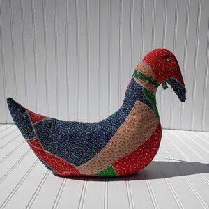 Homemade Patchwork Stuffed Goose Christmas Pillow Plush Duck MCM Calico Quilt